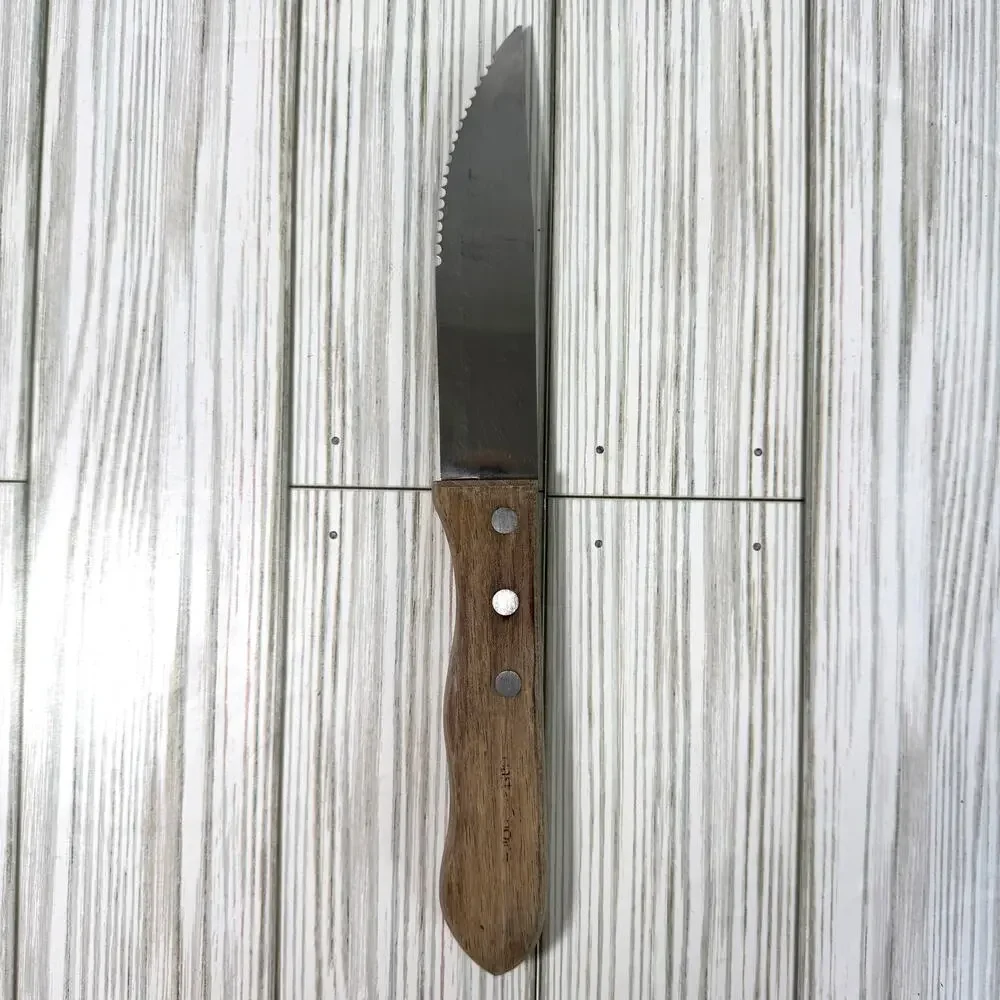 Semi-Serrated Steak Knife With Wood Handle 10